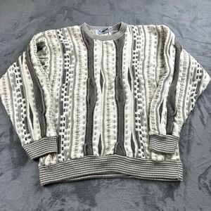 Vintage Lavane‎ 3D Knit Sweater Size M Retro Grandpa Hip Hop Crewneck Heavy